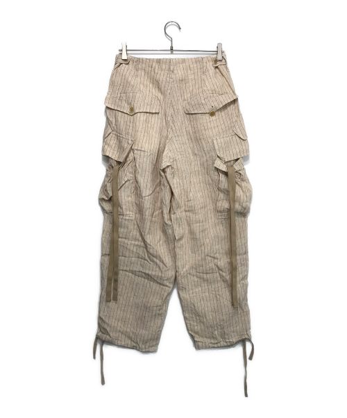 KHOKI（コッキ）KHOKI (コッキ) ヒッコリーカーゴパンツ オレンジ×ベージュ サイズ:1の古着・服飾アイテム