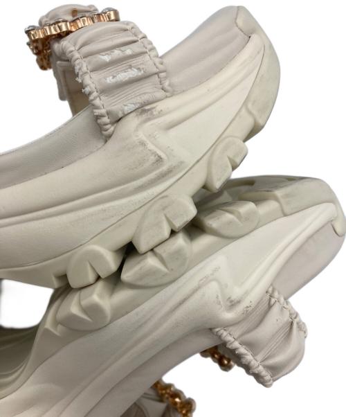 RANDA（ランダ）RANDA (ランダ) ビジュー×ギャザーベルトスポーツサンダル ベージュ サイズ:Sの古着・服飾アイテム