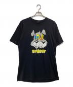 stussyステューシー）の古着「ドッグプリントTシャツ」｜ブラック