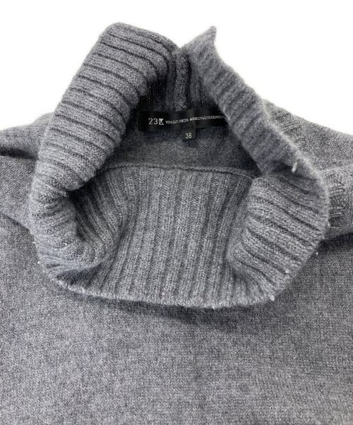 23区（ニジュウサンク）23区 (ニジュウサンク) ウールカシミヤブレンド ハイネック ワンピース グレー サイズ:38の古着・服飾アイテム