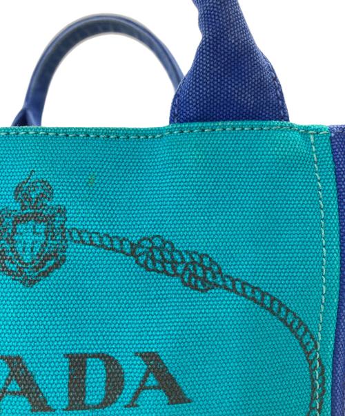 PRADA（プラダ）PRADA (プラダ) カナパ２wayミニトートバッグ ブルー×グリーンの古着・服飾アイテム