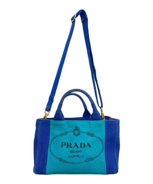 PRADA（プラダ）PRADA (プラダ) カナパ２wayミニトートバッグ ブルー×グリーンの古着・服飾アイテム