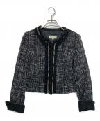 TOKYO SOIRトウキョウソワール）の古着「ノーカラーツイードジャケット」｜ブラック