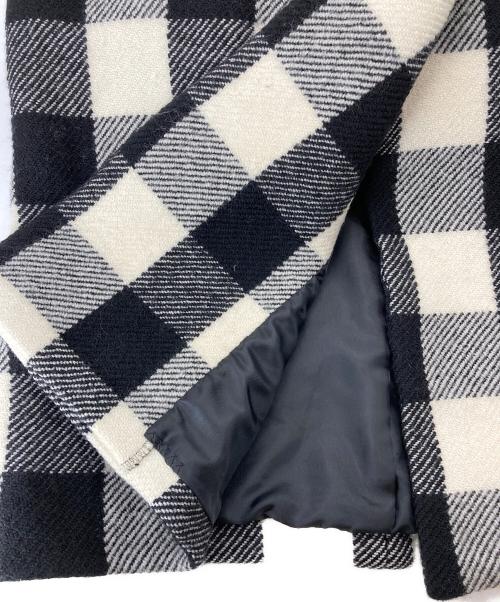 Spick and Span（スピック＆スパン）Spick and Span (スピックアンドスパン) ブロックチェックVカラーロングコート ブラック×ホワイト サイズ:36の古着・服飾アイテム