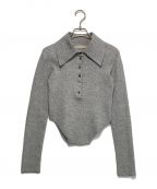 Sea Room lynnシールームリン）の古着「リネンコンビBig collarサイドカットニット」｜グレー