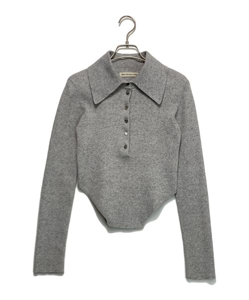 Sea Room lynn（シールームリン）Sea Room Lynn (シールームリン) リネンコンビBig collarサイドカットニット グレー サイズ:FREEの古着・服飾アイテム