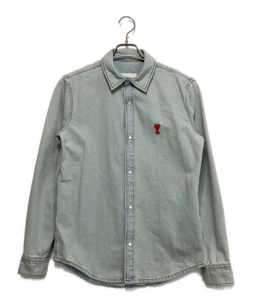 AMI Alexandre Mattiussi（アミアレクサンドルマテュッシ）AMI Alexandre Mattiussi (アミ アレクサンドル マテュッシ) ブリーチ加工デニムシャツ インディゴ サイズ:XSの古着・服飾アイテム