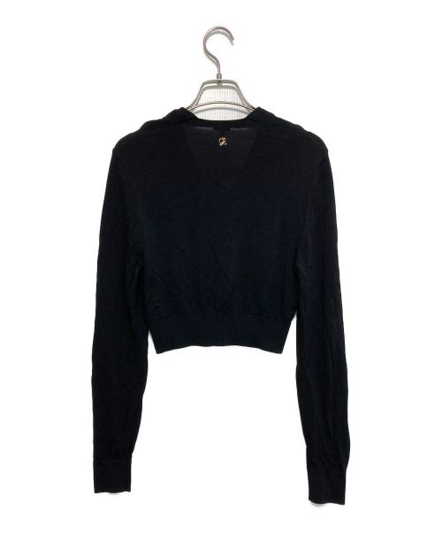 LOEWE（ロエベ）LOEWE (ロエベ) Lイニシャルチャームクロップショートカーディガン ブラック サイズ:Sの古着・服飾アイテム