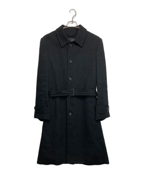 ANN DEMEULEMEESTER（アンドゥムルメステール）ANN DEMEULEMEESTER (アンドゥムルメステール) ウールリネンステンカラーコート ブラック サイズ:XXSの古着・服飾アイテム