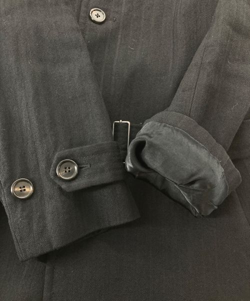 ANN DEMEULEMEESTER（アンドゥムルメステール）ANN DEMEULEMEESTER (アンドゥムルメステール) ウールリネンステンカラーコート ブラック サイズ:XXSの古着・服飾アイテム