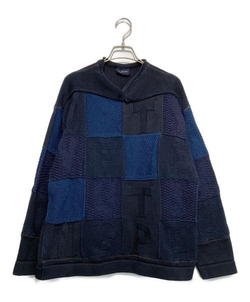 45R（フォーティファイブ・アール）45R (フォーティーファイブアール) 市松NEWYEARの908アウターTシャツ ブルー×ネイビー サイズ:2の古着・服飾アイテム