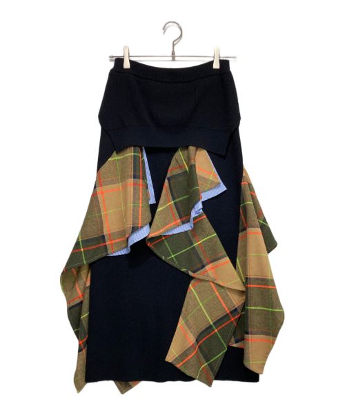 ENFOLD（エンフォルド）ENFOLD (エンフォルド) ニットレイヤードスカート ネイビー サイズ:36の古着・服飾アイテム