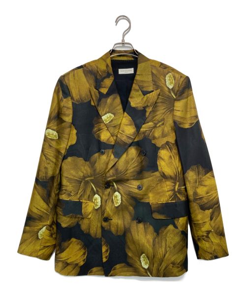 DRIES VAN NOTEN（ドリスヴァンノッテン）DRIES VAN NOTEN (ドリスヴァンノッテン) BALTHUS FLORAL DOUBLE BREASTED JACKET ブラック×イエロー サイズ:48の古着・服飾アイテム