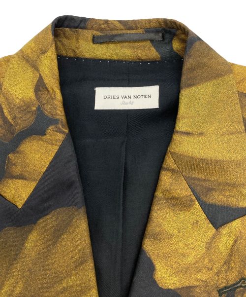 DRIES VAN NOTEN（ドリスヴァンノッテン）DRIES VAN NOTEN (ドリスヴァンノッテン) BALTHUS FLORAL DOUBLE BREASTED JACKET ブラック×イエロー サイズ:48の古着・服飾アイテム