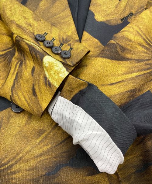 DRIES VAN NOTEN（ドリスヴァンノッテン）DRIES VAN NOTEN (ドリスヴァンノッテン) BALTHUS FLORAL DOUBLE BREASTED JACKET ブラック×イエロー サイズ:48の古着・服飾アイテム