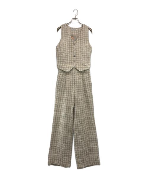 CALNAMUR（カルナムール）CALNAMUR (カルナムール) 2WAY TWEED CHECK BEST JUMPSUIT/2WAYツイードチェックベストジャンプスーツ ベージュ サイズ:M 未使用品の古着・服飾アイテム