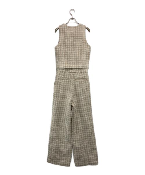 CALNAMUR（カルナムール）CALNAMUR (カルナムール) 2WAY TWEED CHECK BEST JUMPSUIT/2WAYツイードチェックベストジャンプスーツ ベージュ サイズ:M 未使用品の古着・服飾アイテム
