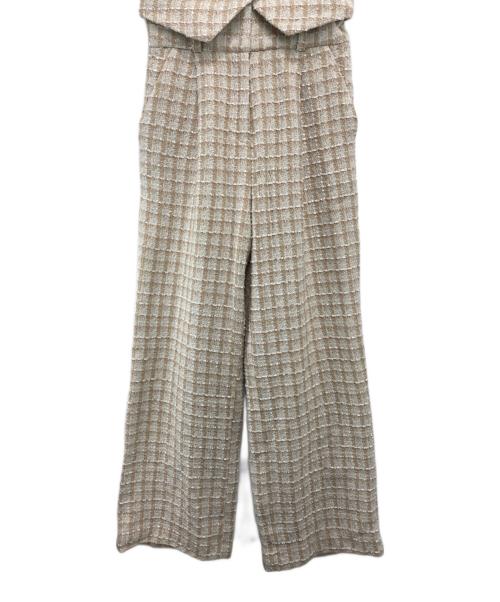 CALNAMUR（カルナムール）CALNAMUR (カルナムール) 2WAY TWEED CHECK BEST JUMPSUIT/2WAYツイードチェックベストジャンプスーツ ベージュ サイズ:M 未使用品の古着・服飾アイテム