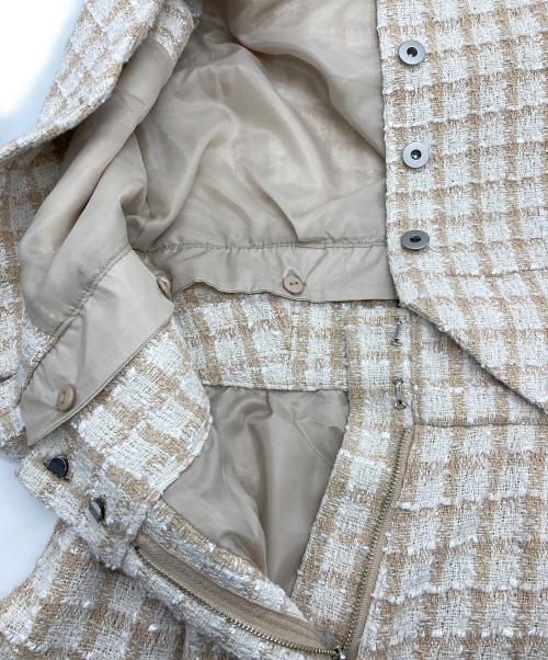 CALNAMUR（カルナムール）CALNAMUR (カルナムール) 2WAY TWEED CHECK BEST JUMPSUIT/2WAYツイードチェックベストジャンプスーツ ベージュ サイズ:M 未使用品の古着・服飾アイテム