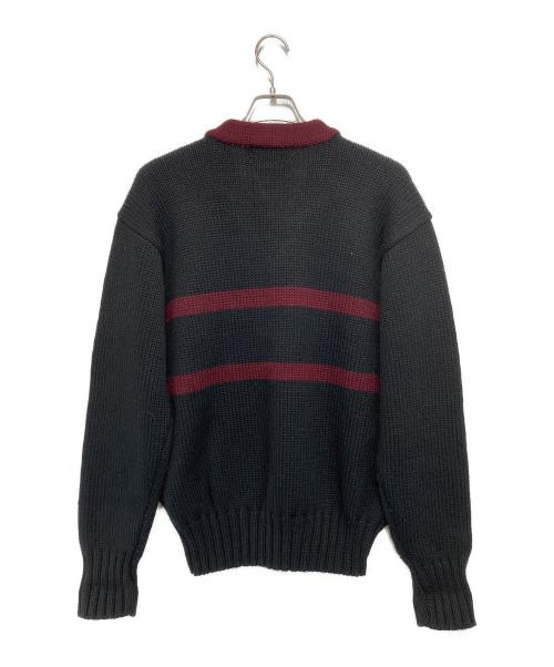 POLO SPORT（ポロスポーツ）POLO SPORT (ポロスポーツ) Vネックロゴウールニット ブラック×ボルドー サイズ:Lの古着・服飾アイテム