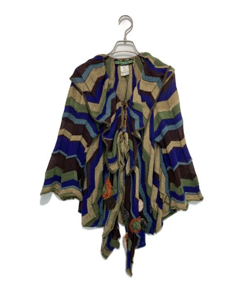 M.&KYOKO（エムアンドキョウコ）M.&KYOKO (エムアンドキョウコ) 総柄ウールブレンドカーディガン ネイビー×ベージュ サイズ:Fの古着・服飾アイテム