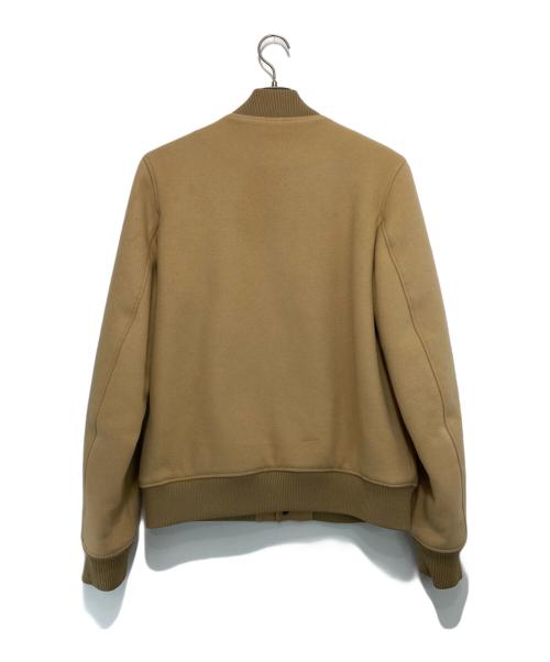 maison kitsune（メゾンキツネ）MAISON KITSUNE (メゾンキツネ) メルトン ウール ロゴスタジャン ベージュ サイズ:Mの古着・服飾アイテム