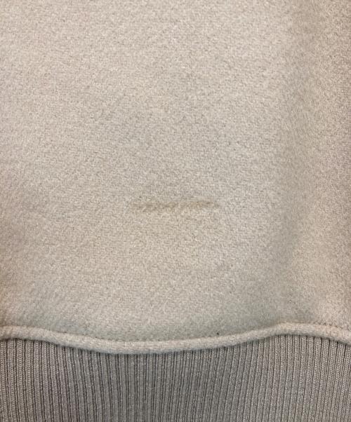 maison kitsune（メゾンキツネ）MAISON KITSUNE (メゾンキツネ) メルトン ウール ロゴスタジャン ベージュ サイズ:Mの古着・服飾アイテム