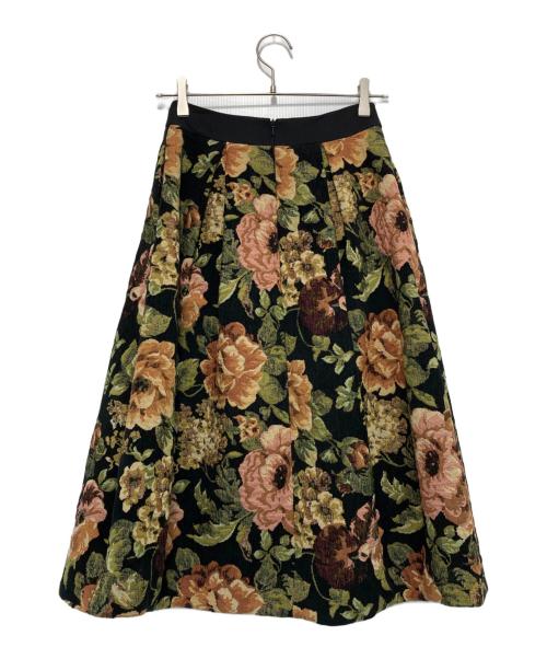 Simone Rocha（シモーネ ロシャ）Simone Rocha (シモーネ ロシャ) ゴブラン ジャガード タックフラワースカート ブラック サイズ:Uk8の古着・服飾アイテム
