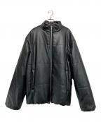 SENSE OF PLACEセンスオブプレイス）の古着「フェイクレザーダウンジャケット」｜ブラック