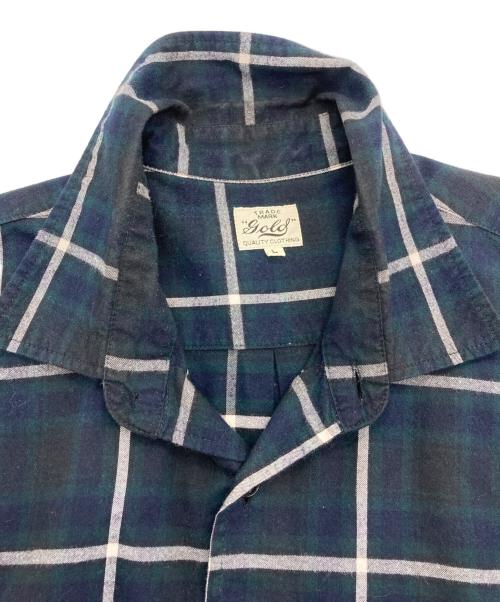 gold（ゴールド）GOLD (ゴールド) TWILL CHECK REGULAR SHIRT グリーン サイズ:Lの古着・服飾アイテム