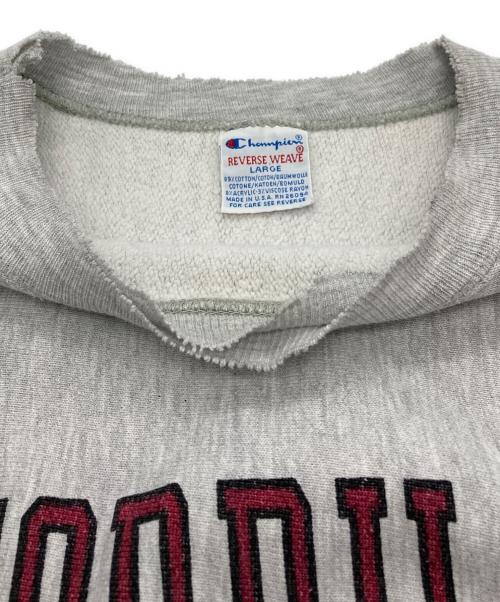 Champion REVERSE WEAVE（チャンピオン リバース ウィーブ）Champion REVERSE WEAVE (チャンピオン リバース ウィーブ) 90's染み込みプリントヴィンテージスウェット グレー サイズ:Lの古着・服飾アイテム