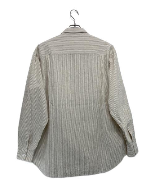 California General Store（カリフォルニアジェネラルストア）California General Store (カリフォルニアジェネラルストア) シアサッカーストライプシャツ ブラウン×ホワイト サイズ:Lの古着・服飾アイテム