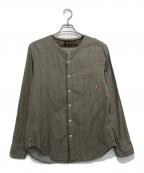 LOST CONTROLロストコントロール）の古着「ノーカラーシャツ」｜グレー