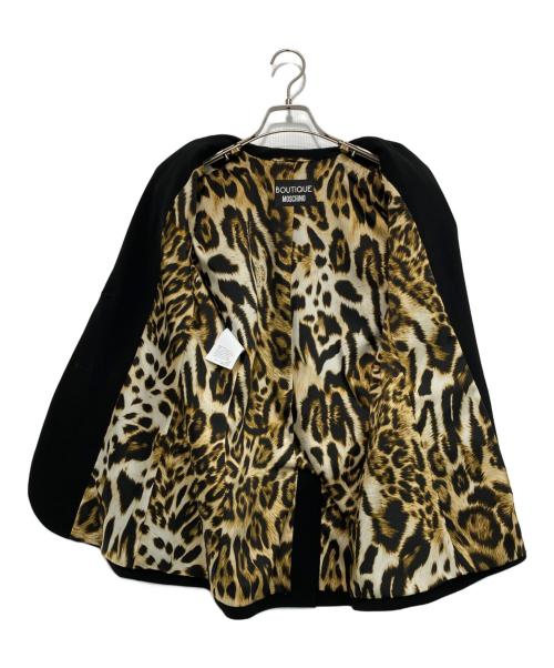 BOUTIQUE MOSCHINO（ブティック モスキーノ）BOUTIQUE MOSCHINO (ブティック モスキーノ) 裏地ヒョウ柄デザインジャケット ブラック×ブラウン サイズ:I40/F36の古着・服飾アイテム
