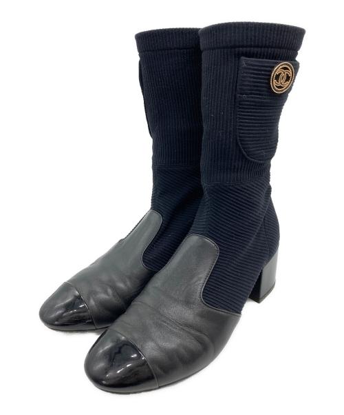 CHANEL（シャネル）CHANEL (シャネル) ココマークバックジップブーツ ブラック サイズ:36Cの古着・服飾アイテム
