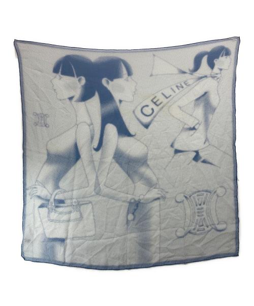 CELINE（セリーヌ）CELINE (セリーヌ) 総柄スカーフ ブルー サイズ:-の古着・服飾アイテム