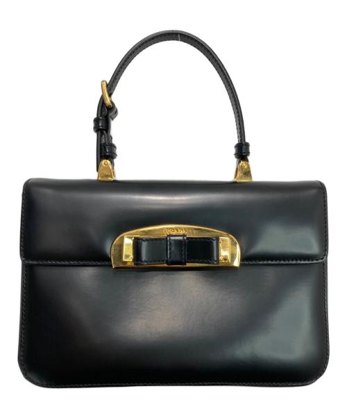 PRADA（プラダ）PRADA (プラダ) リボン パテントレザー ミニハンドバッグ ブラックの古着・服飾アイテム
