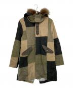 Harris Tweedハリスツイード）の古着「パッチワークウールコート」｜ベージュ