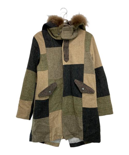 Harris Tweed（ハリスツイード）Harris Tweed (ハリスツイード) パッチワークウールコート ベージュ サイズ:mの古着・服飾アイテム