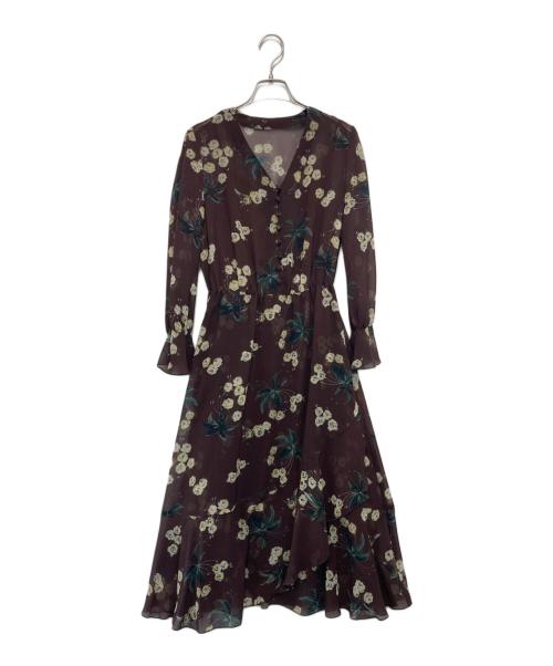 ANAYI（アナイ）ANAYI (アナイ) ランダムフラワープリントワンピース ブラウン サイズ:36の古着・服飾アイテム