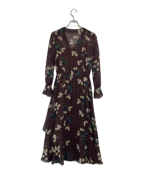 ANAYI（アナイ）ANAYI (アナイ) ランダムフラワープリントワンピース ブラウン サイズ:36の古着・服飾アイテム
