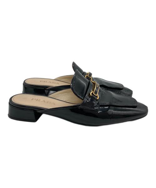 PRADA（プラダ）PRADA (プラダ) パテントレザーローファーミュール ブラック サイズ:35½の古着・服飾アイテム