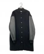 T by ALEXANDER WANGティーバイアレキサンダーワン）の古着「レザーウールコンビ ロングスタジャンコート」｜ブラック