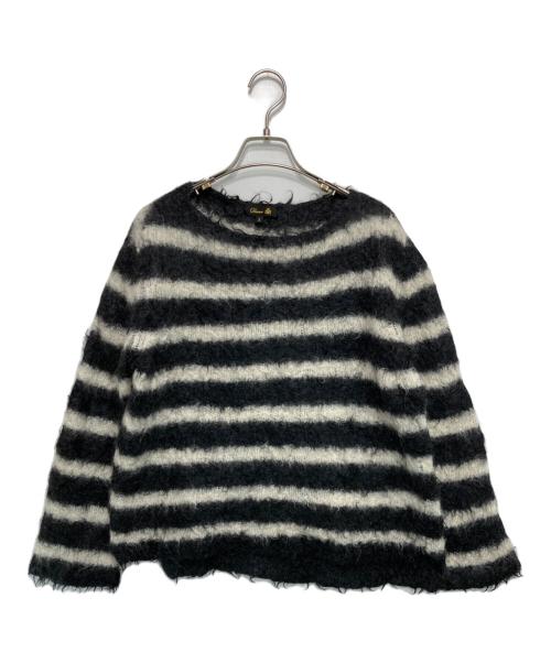 DRAWER（ドゥロワー）Drawer (ドゥロワー) モヘヤ混紡 ボーダーシャギーニット ブラック×ホワイト サイズ:2の古着・服飾アイテム