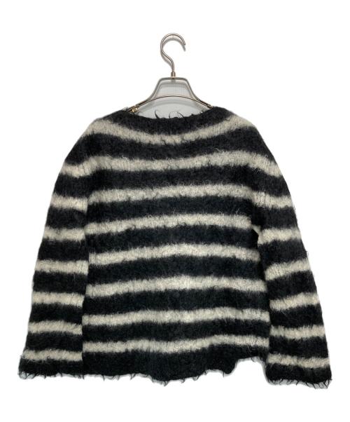 DRAWER（ドゥロワー）Drawer (ドゥロワー) モヘヤ混紡 ボーダーシャギーニット ブラック×ホワイト サイズ:2の古着・服飾アイテム