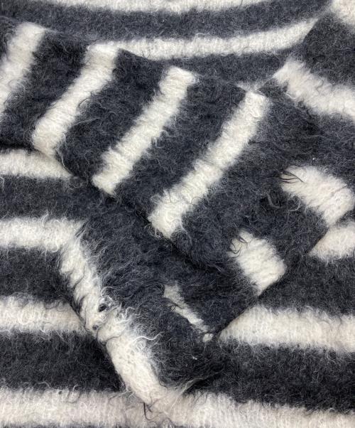 DRAWER（ドゥロワー）Drawer (ドゥロワー) モヘヤ混紡 ボーダーシャギーニット ブラック×ホワイト サイズ:2の古着・服飾アイテム