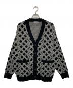 nest well×417 by EDIFICEネストウェル×417 バイ エディフィス）の古着「総柄カーディガン」｜ブラック×ホワイト