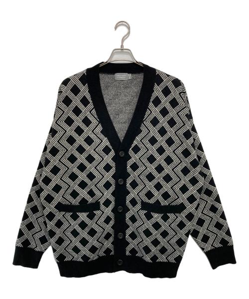 nest well（ネストウェル）nest well (ネストウェル) 417 by EDIFICE (417 バイ エディフィス) 総柄カーディガン ブラック×ホワイト サイズ:3の古着・服飾アイテム