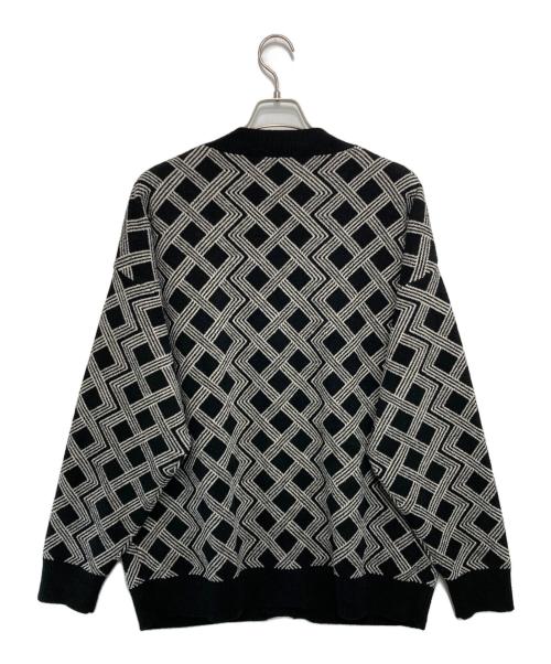 nest well（ネストウェル）nest well (ネストウェル) 417 by EDIFICE (417 バイ エディフィス) 総柄カーディガン ブラック×ホワイト サイズ:3の古着・服飾アイテム