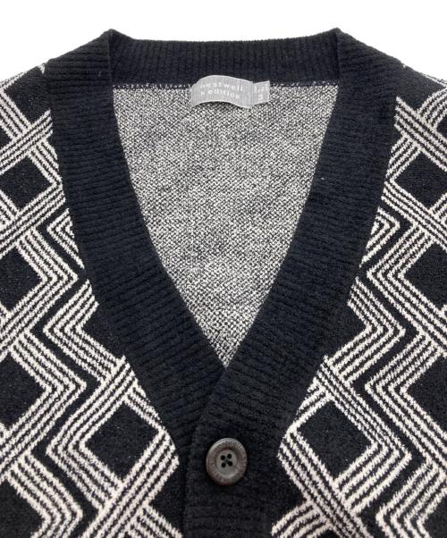 nest well（ネストウェル）nest well (ネストウェル) 417 by EDIFICE (417 バイ エディフィス) 総柄カーディガン ブラック×ホワイト サイズ:3の古着・服飾アイテム